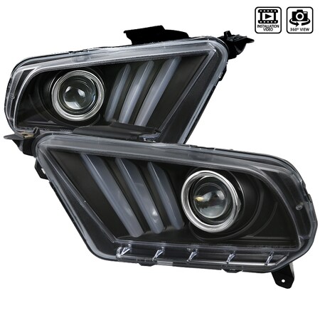 Spec-D Tuning 10-14 Ford Mustang Black Projector Headlights LHP-MST10JM-V2-TM